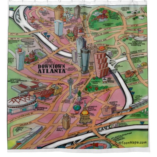 Atlanta Fun Map Duschvorhang (Vorderseite)