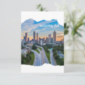 Atlanta, GA Downtown View Karte (Stehend Vorderseite)