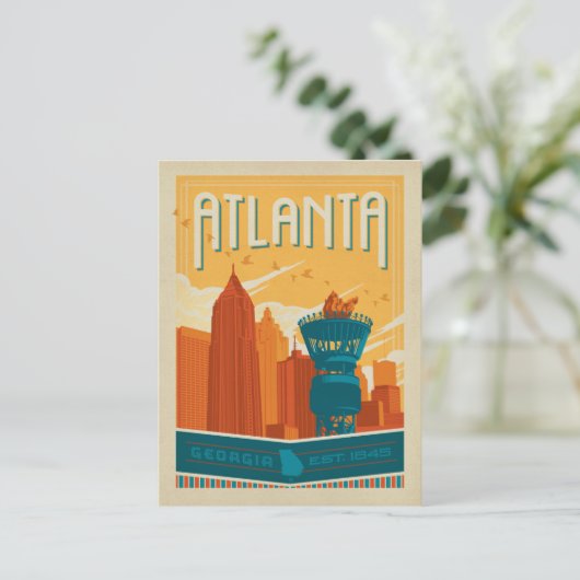 Atlanta, GA - EST. 1845 Postkarte (Stehend Vorderseite)