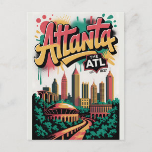 Atlanta GA Graffiti-Reiseposter Feiertagspostkarte