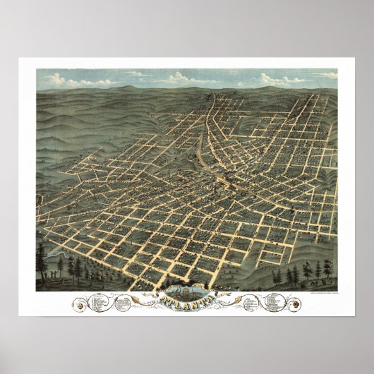 Atlanta, GA Panorama Karte DIGITAL ENTFERNT Poster (Vorne)