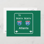 Atlanta, GA Road Sign Postkarte (Vorne/Hinten)