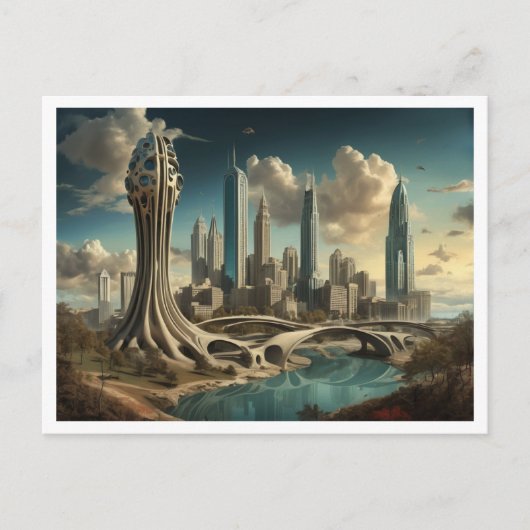 Atlanta GA, surreal City Design Postkarte (Vorderseite)