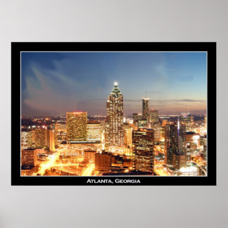 Atlanta, Georgia bei Nacht - Schöne Skyline Poster