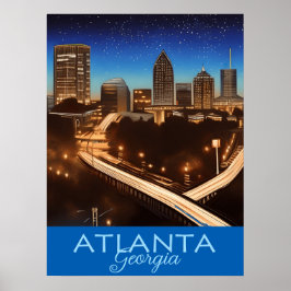 Atlanta Georgia Blue and Gold Abend Poster