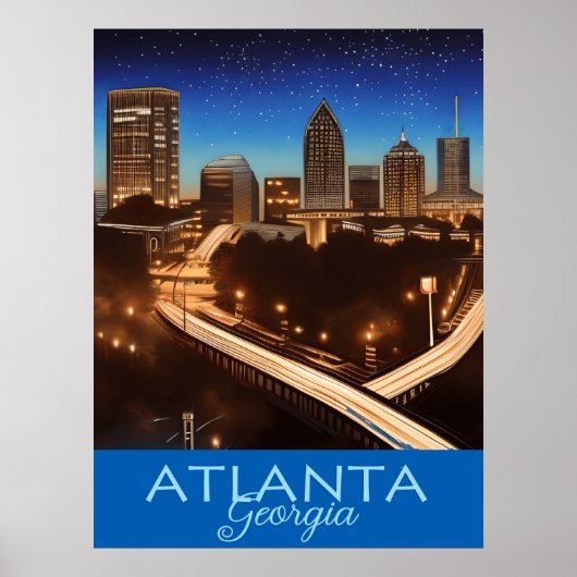 Atlanta Georgia Blue and Gold Abend Poster (Vorne)