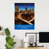 Atlanta Georgia Blue and Gold Abend Poster (Heimbüro)