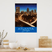 Atlanta Georgia Blue and Gold Abend Poster (Küche)