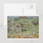 Atlanta Georgia Cartoon Map Postkarte (Vorne/Hinten)