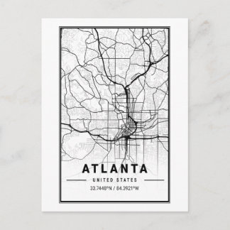 Atlanta Georgia City Map Minimalistisch Art Postkarte