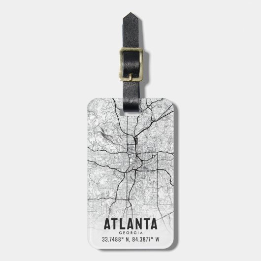 Atlanta, Georgia City Map Topografie Gepäckmarke Gepäckanhänger (Vorderseite vertikal)
