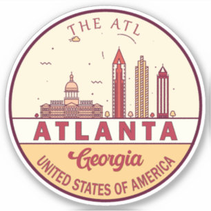 Atlanta Georgia City Skyline Emblem Aufkleber