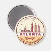 Atlanta Georgia City Skyline Emblem Magnet (Vorderseite/Rückseite)