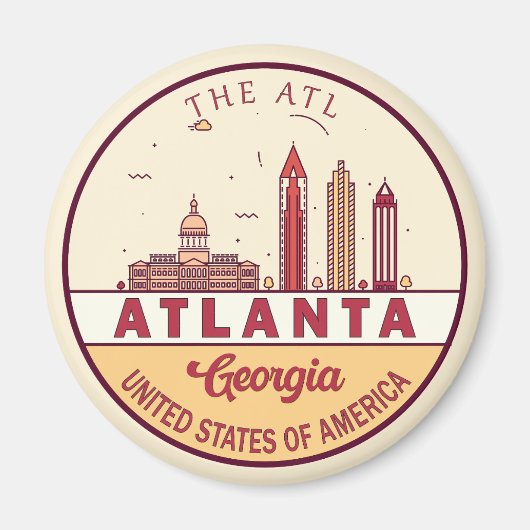 Atlanta Georgia City Skyline Emblem Magnet (Vorne)