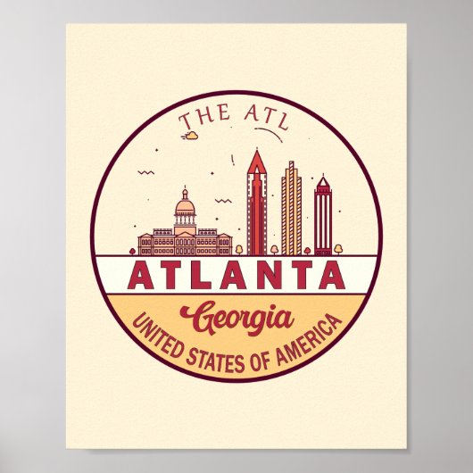 Atlanta Georgia City Skyline Emblem Poster (Vorne)