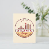 Atlanta Georgia City Skyline Emblem Postkarte (Stehend Vorderseite)