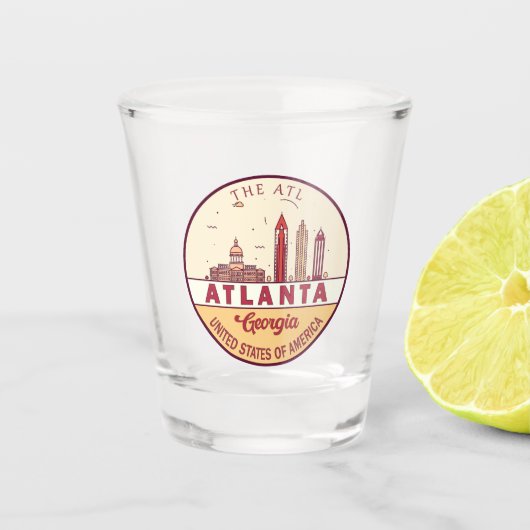 Atlanta Georgia City Skyline Emblem Schnapsglas (Vorderseite)