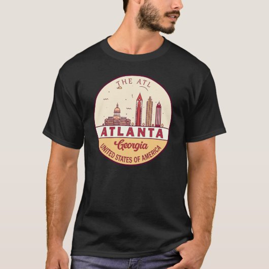 Atlanta Georgia City Skyline Emblem T-Shirt (Vorderseite)