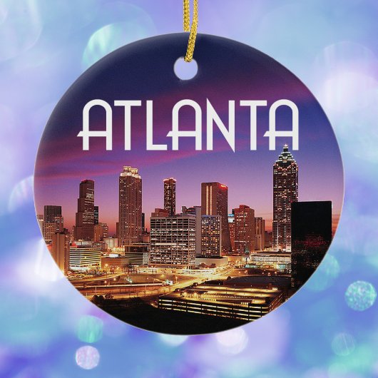Atlanta, Georgia City Skyline in der Nacht Keramik Ornament
