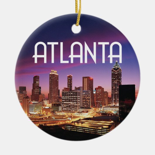 Atlanta, Georgia City Skyline in der Nacht Keramik Ornament (Vorne)