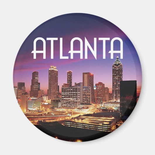 Atlanta, Georgia City Skyline in der Nacht Magnet (Vorne)