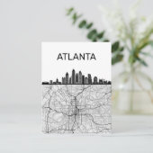 Atlanta Georgia City Skyline mit Karte (Stehend Vorderseite)