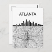 Atlanta Georgia City Skyline mit Karte (Vorne/Hinten)