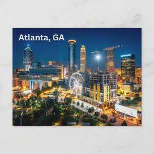 Atlanta, Georgia Downtown Night View Postkarte