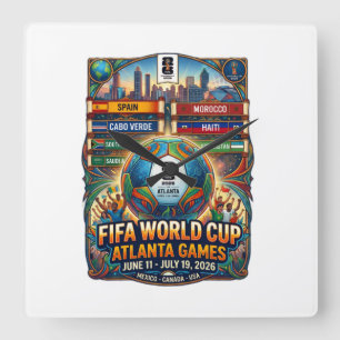 Atlanta Georgia FIFA Weltmeisterschaft 2026 Quadratische Wanduhr