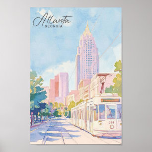 Atlanta Georgia Gouache Paint Illustration Travel Poster