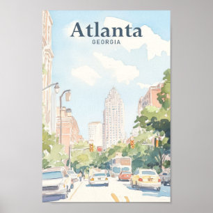 Atlanta Georgia Gouache Paint Illustration Travel Poster