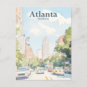 Atlanta Georgia Gouache Paint Illustration Travel Postkarte (Vorderseite)