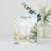 Atlanta Georgia Gouache Paint Illustration Travel Postkarte (Stehend Vorderseite)