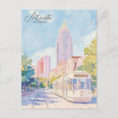 Atlanta Georgia Gouache Paint Illustration Travel Postkarte (Vorderseite)