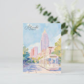 Atlanta Georgia Gouache Paint Illustration Travel Postkarte (Stehend Vorderseite)