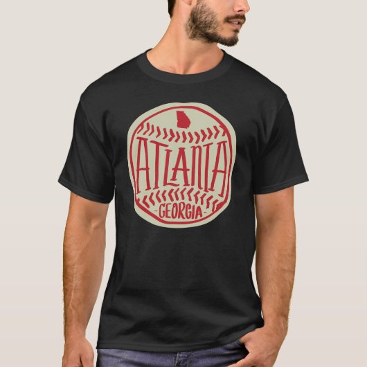 Atlanta Georgia HandIllustriert Baseball Typograp T-Shirt (Vorderseite)