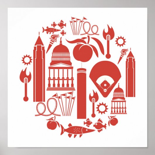 Atlanta Georgia Icons Poster (Vorne)