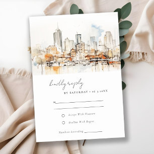 Atlanta Georgia Landscape Watercolor Wedding RSVP Karte