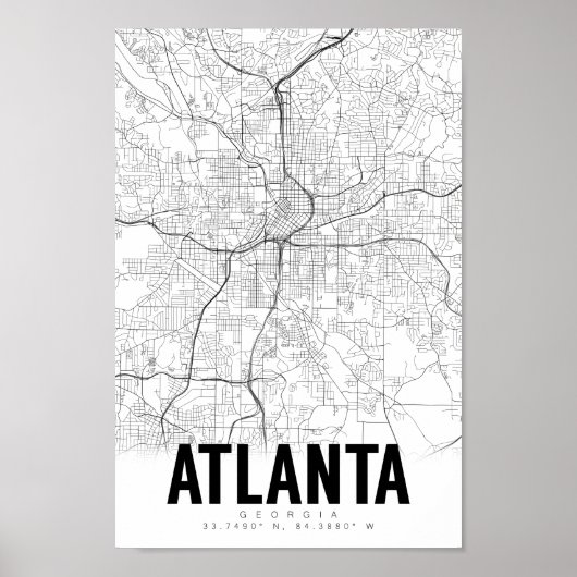 Atlanta Georgia Minimalistisch Map Art Poster (Vorne)