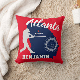 Atlanta Georgia Red and Navy Baseball Throw Kissen