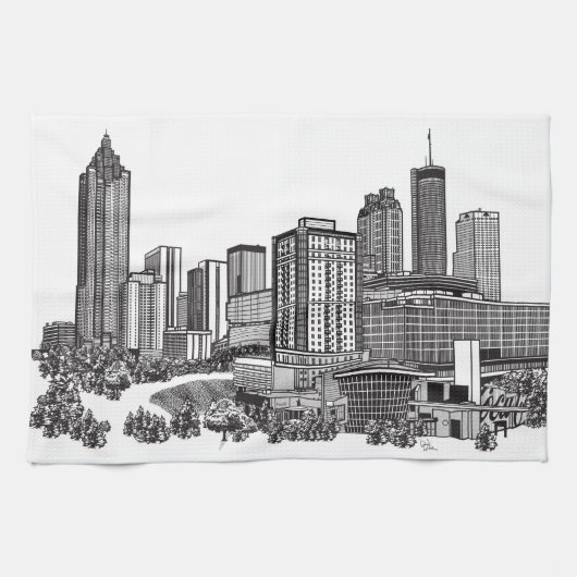 Atlanta Georgia Skyline Art Handtuch (Horizontal)