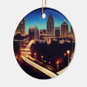 Atlanta Georgia Skyline Blue Starry Abend Keramik Ornament (Links)
