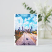 Atlanta Georgia Skyline City Watercolor Postkarte (Stehend Vorderseite)