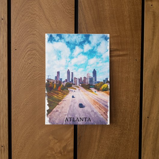 Atlanta Georgia Skyline City Watercolor Postkarte