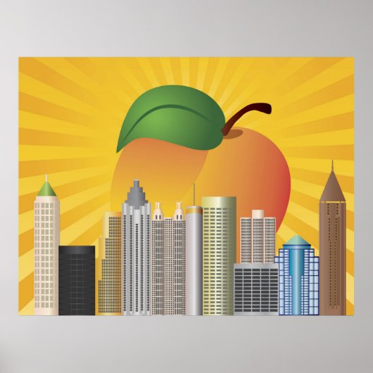 Atlanta Georgia Skyline mit Peach Illustration Po Poster (Vorne)