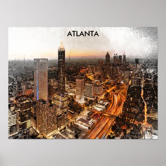 Atlanta Georgia Skyline Panorama View Poster (Vorne)