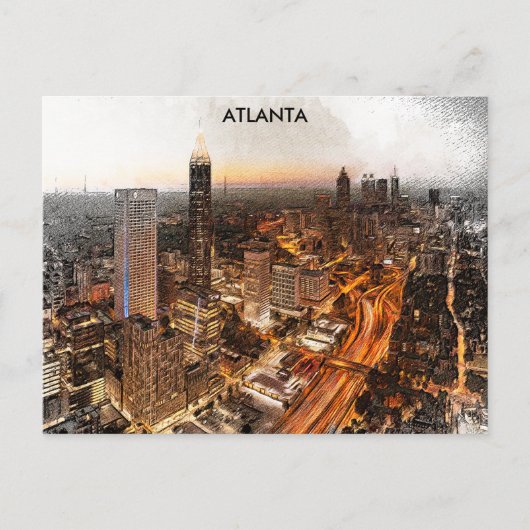 Atlanta Georgia Skyline Panorama View Postkarte (Vorderseite)