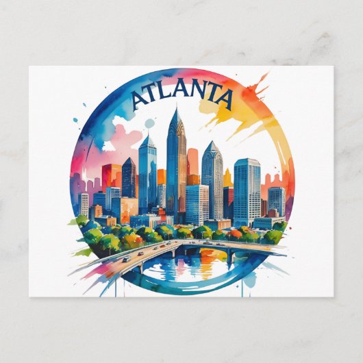 Atlanta Georgia Skyline Postkarte (Vorderseite)
