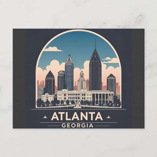 Atlanta Georgia Skyline Postkarte (Vorderseite)