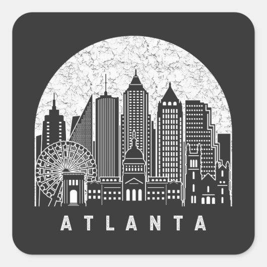 Atlanta Georgia Skyline Quadratischer Aufkleber (Vorderseite)